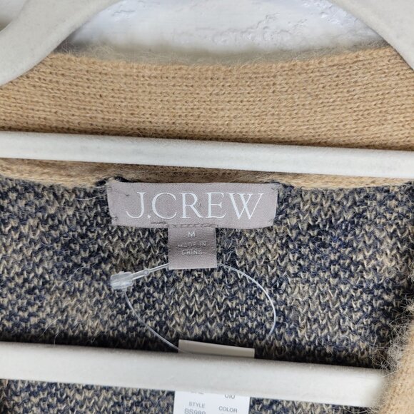 J. Crew Women's Medium Checkered V Neck Cardigan Sweater Wool Alpaca Blend - Picture 3 of 5